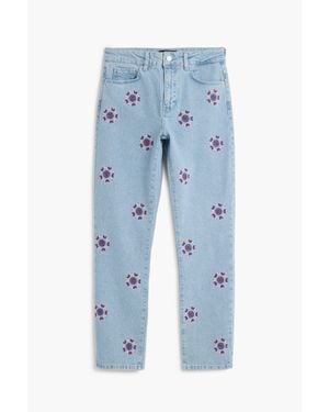 Desigual Pantaloni Di Jeans Stampati, Cotone, Blu