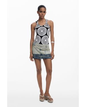 Desigual Mini-Jupe À Double Taille - Bleu