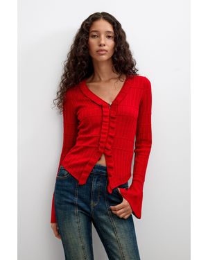Desigual Pull En Maille À Volants, Femme, Rouge