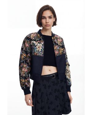 Desigual Giacca Da Baseball Stampata, Nero - Blu