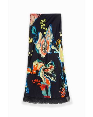 Desigual Jupe Slim Midi Imprimée - Bleu