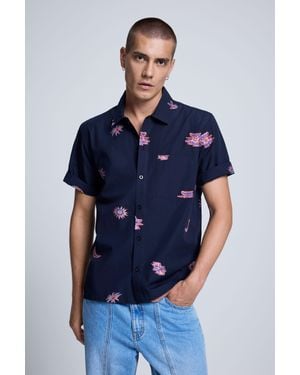 Desigual Chemise Jacquard Imprimée, Homme, Coton - Bleu
