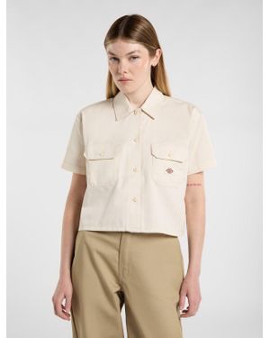 Dickies Cropped Short Sleeve Work Shirt - Natural