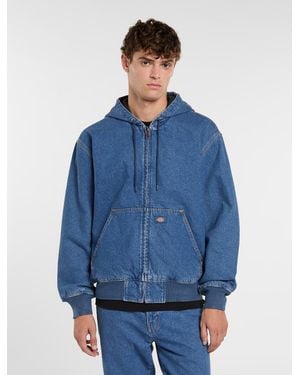 Dickies Lined Denim Hooded Bomber Jacket - Blue
