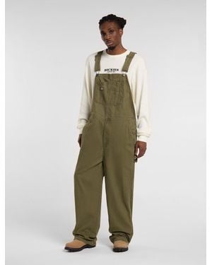 Dickies Loose Canvas Bib Overalls - Green
