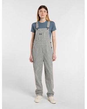 Dickies Denim Classic Hickory Stripe Bib - White