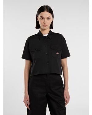 Dickies Cropped Short Sleeve Work Shirt - Black