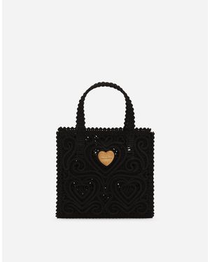 Dolce & Gabbana ショッピングバッグ コードレースエンブロイダリー - ブラック