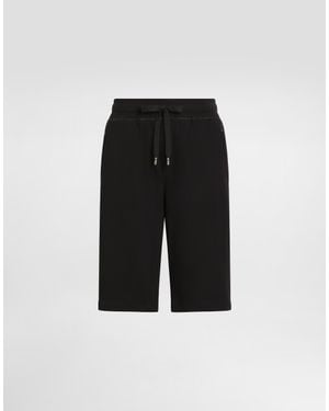 Dolce & Gabbana Jersey Jogging Shorts With Logo Tag - Black