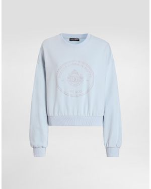 Dolce & Gabbana Sweatshirt With Double Embroidery - Blue