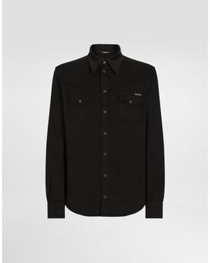Dolce & Gabbana Coated Stretch Denim Shirt - Black