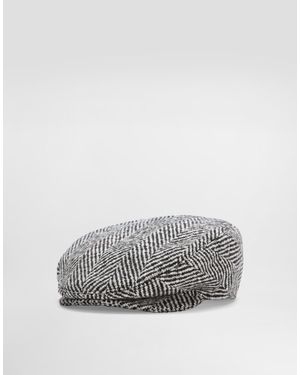 Dolce & Gabbana Shetland Chevron Flat Cap - Grey