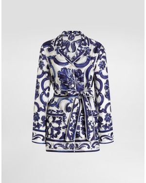 Dolce & Gabbana Dg Exclusive Majolica- Silk Vanity Shirt - Blue