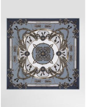 Dolce & Gabbana Cargo-Print Silk Twill Scarf 70X70 - Metallic