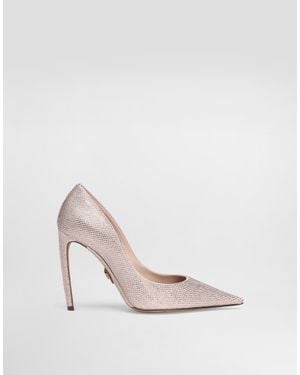 Dolce & Gabbana Devotion Satin Court Shoes With Rhinestones - White