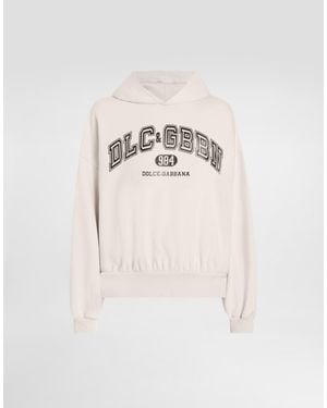 Dolce & Gabbana Jersey Hoodie With Print - ナチュラル
