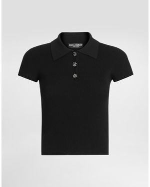 Dolce & Gabbana Ribbed Polo Sweater - Black