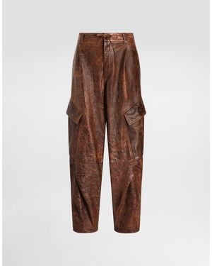 Dolce & Gabbana Lambskin Trousers - Brown