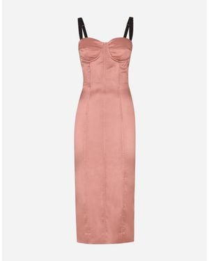 Dolce & Gabbana Satin Calf-Length Corset Dress - Pink