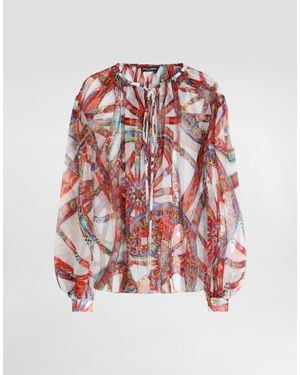 Dolce & Gabbana Carretto-Print Chiffon Top - White