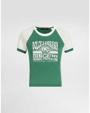 Dolce & Gabbana Jersey T-Shirt With Print - Green