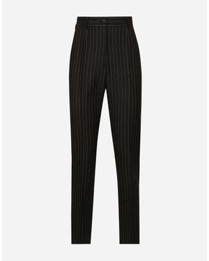 Dolce & Gabbana Tailored Pinstripe Wool Pants - Black
