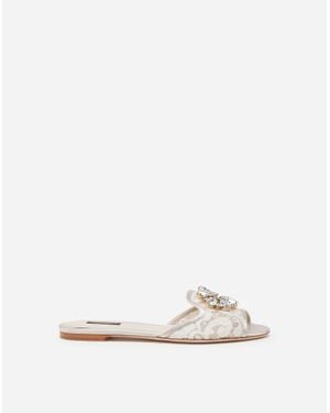 Dolce & Gabbana ミュール レース クリスタル - ナチュラル