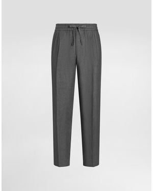 Dolce & Gabbana Washed Linen Canvas Jogging Trousers - Grey