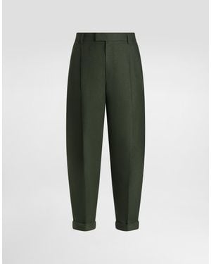 Dolce & Gabbana Hose Aus Leinenstoff - Grün