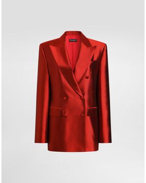 Dolce & Gabbana Double-Breasted Mikado Jacket - Red