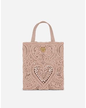 Dolce & Gabbana Small Cordonetto Lace Shopper - Pink
