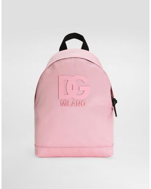 Dolce & Gabbana Nylon Backpack With Dg Patch - Pink