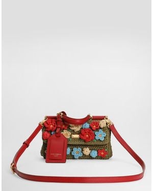 Dolce & Gabbana My Sicily Raffia Crochet Handbag - レッド