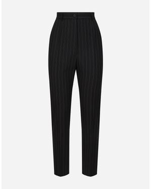 Dolce & Gabbana Tailored Pinstripe Wool Pants - Black