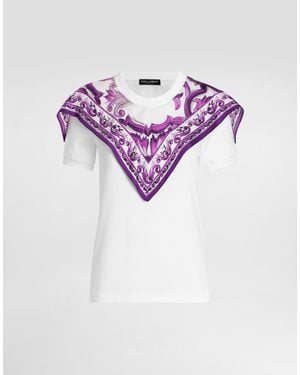 Dolce & Gabbana T-Shirt With Silk Foulard - Purple