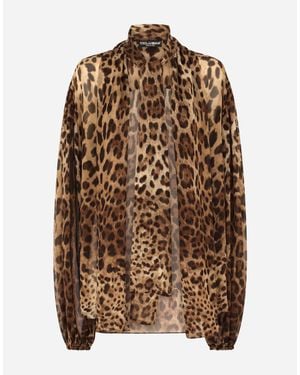 Dolce & Gabbana Leopard-Print Chiffon Shirt - ブラウン