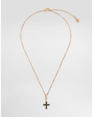 Dolce & Gabbana Necklace With Cross And Rhinestones - White