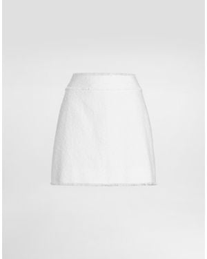 Dolce & Gabbana Cotton Raschel Tweed Miniskirt - White