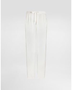 Dolce & Gabbana Silk Pyjama Pants With Logo Embroidery - White