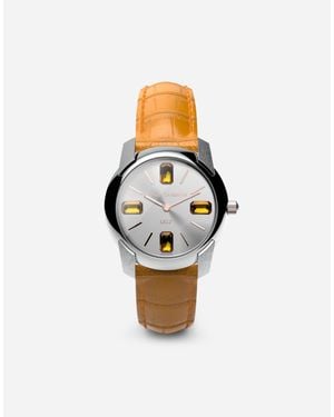 Dolce & Gabbana Orologio Con Cinturino In Alligatore - Bianco