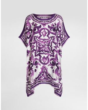 Dolce & Gabbana Majolica-Print Twill Caftan - Purple