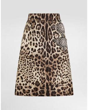 Dolce & Gabbana Leo- Brocade Skirt - White