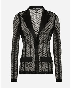 Dolce & Gabbana Single-Breasted Mesh Dolce Tuxedo Jacket - Black