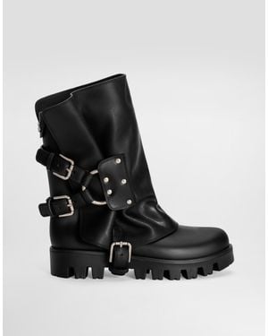 Dolce & Gabbana Rubber And Calfskin Ankle Boots - Black