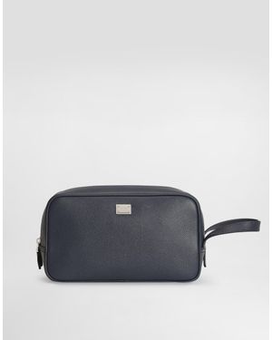 Dolce & Gabbana Kulturtasche Aus Kalbsleder - Blau