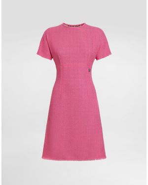 Dolce & Gabbana Rachel Tweed Dress With Dg Logo - Pink