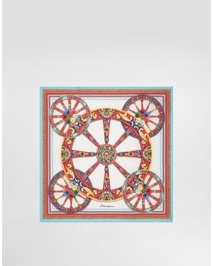 Dolce & Gabbana 50X50 Carretto-Print Silk Twill Scarf - Pink
