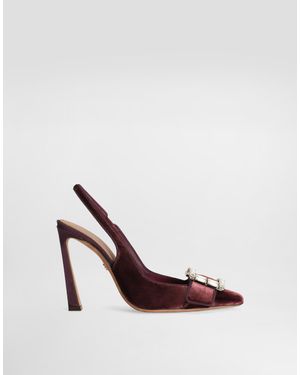 Dolce & Gabbana Velvet Slingbacks With Bejeweled Buckle - レッド