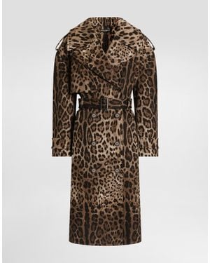 Dolce & Gabbana Abrigo Cruzado En Dril De Algodón Con Estampado Leo - Neutro