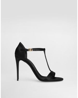 Dolce & Gabbana Satin T-Bar Sandals - Black